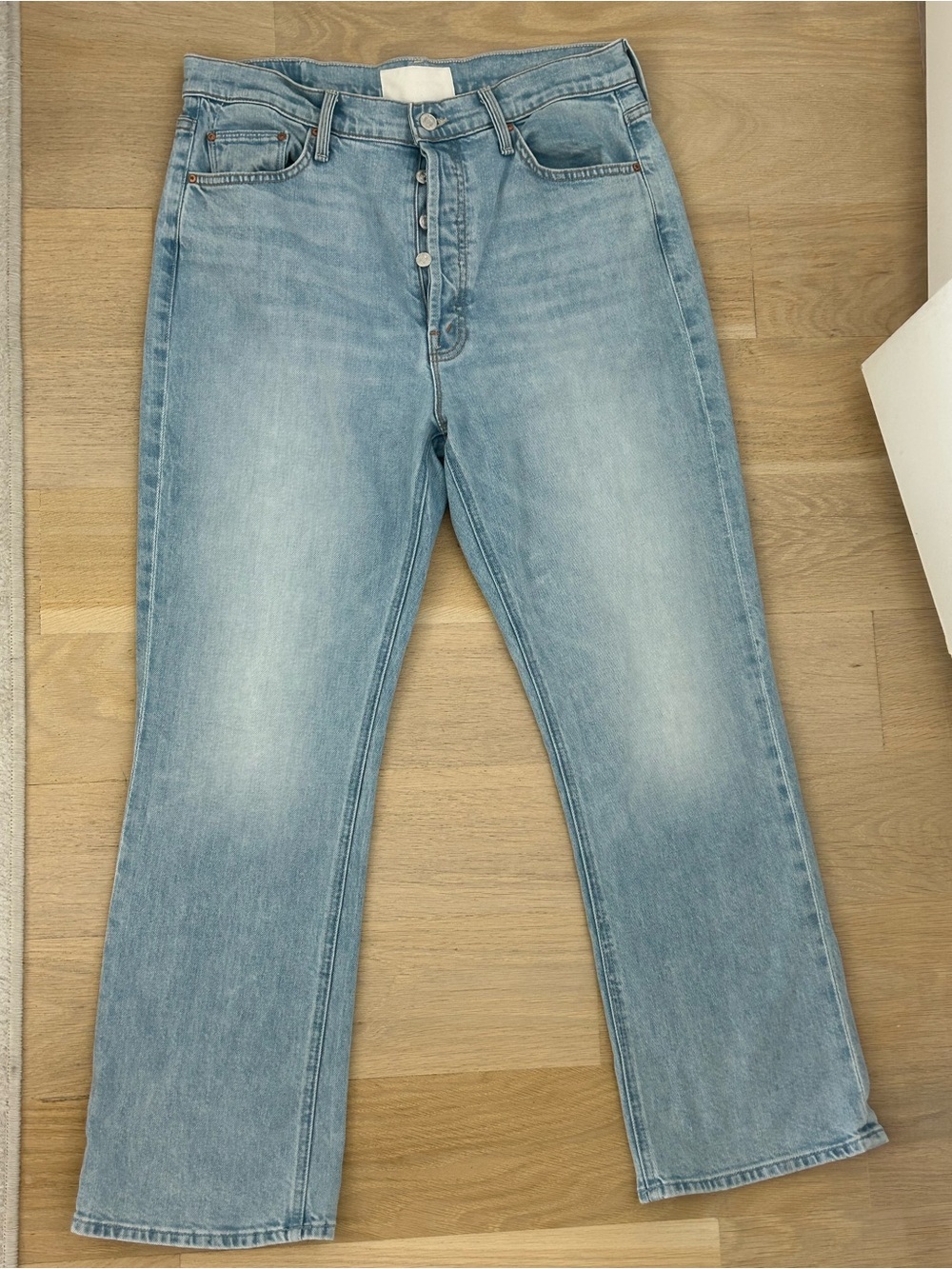 MOTHER Light Blue Straight-Leg High-Rise Jeans